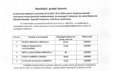 Rezultat interviu muzeograf S debutant
