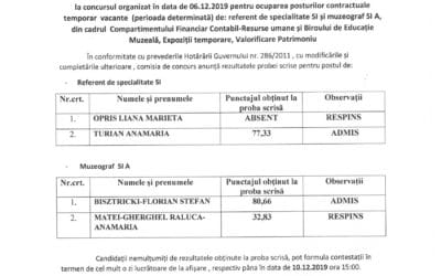 Rezultatele probei scrise