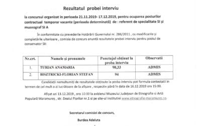 Rezultatul probei de interviu