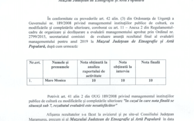 Rezultatul final al evaluării anuale a managementului la MJEAP