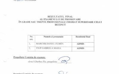 Rezultatul final al examenului de promovare