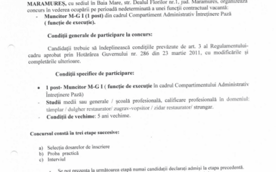 Anunț concurs post vacant