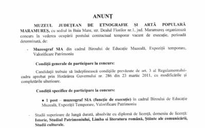 Anunt concurs muzeograf