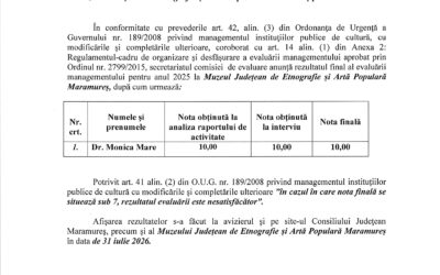 Rezultatul final al evaluării anuale a managementului pentru anul 2025!