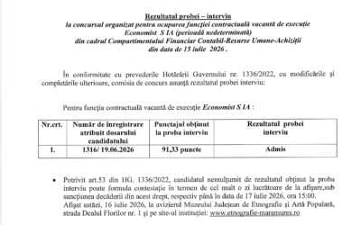 Rezultatul probei interviu economist S IA!