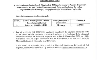 Rezultatul probei scrise la concursul fotograf S debutant!